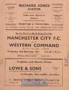 1947/48 at Chester, Manchester City v Western Command 12 November 1947 match programme for the