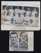 1957 Autographed Rugby Photo Press Cuttings (2): Well-worn but interesting items, the England XV v