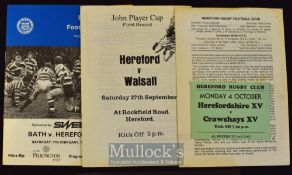 Hereford Connection Rugby Selection (4): Bath v Hereford 1989 & Hereford v Walsall (both RFU KO