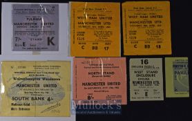 1965/66 Manchester Utd away match tickets to include Chelsea, Preston NE (FAC), West Ham Utd x 2,