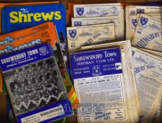 Collection of Shrewsbury Town home football programmes from 1960/61 varied fixtures including