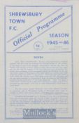1945/46 Shrewsbury Town (Champions) v Rest of the League match programme 4 May 1946 at the Gay