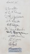Rare 1939 Welsh Rugby XV 1939 Autograph Sheet: Neat clean folded card bearing the clear signatures