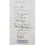 Rare 1939 Welsh Rugby XV 1939 Autograph Sheet: Neat clean folded card bearing the clear signatures
