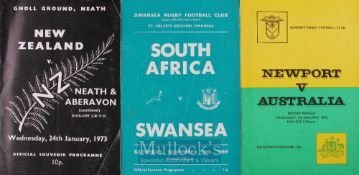 1969-1976 Tourists in Wales Rugby Programmes (3): Swansea v South Africa 1969; Neath/Aberavon v