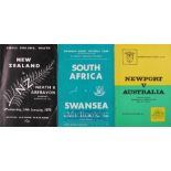 1969-1976 Tourists in Wales Rugby Programmes (3): Swansea v South Africa 1969; Neath/Aberavon v