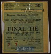 1929 FA Cup final Portsmouth v Bolton Wanderers match ticket 27 April