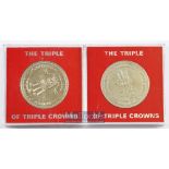 Wales Triple Triple Crown and Grand Slam Medals 1978 (2): Pair of identical medals in plastic