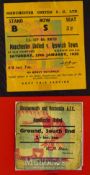 1957/58 Manchester Utd v Ipswich Town FAC 4th round seat match ticket 25 January 1958; 1956/57