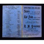 Rare 1930 British Lions tour of New Zealand itinerary: Seldom surviving, a small blue foldover