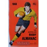 1968 Australian Rugby Almanac: Attractively produced with striking colour cover and full of detail