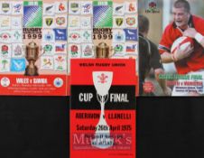 Welsh Interest Cup Rugby Programmes (4): 1975 WRU Cup Final, Aberavon v Llanelli; Celtic League