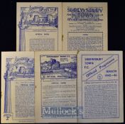 Shrewsbury Town v Scunthorpe Utd football programme 1947/48, plus 1949/50, Grimsby Town 1945/46,