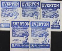1947/48 Everton v Aston Villa football programme v Huddersfield Town, v Blackpool, v Sheffield Utd
