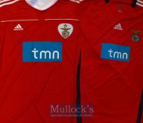 2010/2012 Benfica Home Football Shirts both in red, short sleeve replica shirts, both XL sizes,