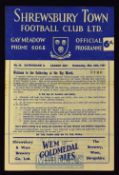 1960/61 Shrewsbury Town v Rotherham Utd Football League Cup semi-final match programme. Fair-good.