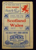 1927 Wales v Scotland Rugby Programme & Notes: Scotland won 5-0, as mentioned in the detailed