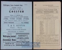 1948/49 Wellington Town v Chester match programme 15 April 1949, Congleton Town v Wellington Town 16