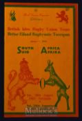 Scarce 1955 British Lions v South Africa 2nd Test Rugby Programme: In attractive semi-stiff gold,