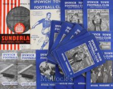 Selection of Ipswich Town home match programmes to include 1956/57 Hastings Utd (FAC) 1958/59