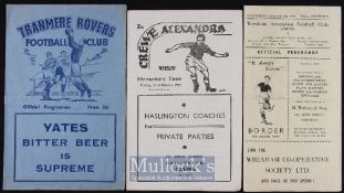 1950/51 1st league season Shrewsbury Town away football programmes at Wrexham, Crewe Alexandra,