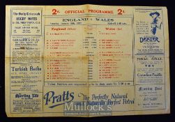 1927 England v Wales Rugby Programme: The usual Twickenham version of the time, folded large
