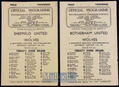 1946/47 Wolverhampton Wanderers v Sheffield Utd football programme date 25 January 1947, v Rotherham