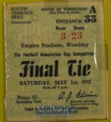 1937 FA Cup final Preston NE v Sunderland Football match ticket