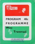 1974 British Lions v Western Transvaal Rugby Programme: 52 pp coloured-cover issue from