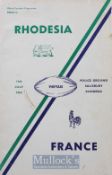 Rare 1964 Rhodesia v France Rugby Programme: Stiff-covered 44pp issue, hard to locate, rarity more