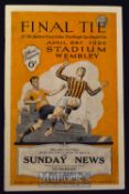 1926 FA Cup final match programme Manchester City v Bolton Wanderers 24 April 1926. Slight rust to