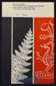 Scarce 1963 Llanelli v New Zealand 1963 signed Rugby Dinner Menu: Small attractive coloured 4pp card