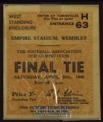 1949 FA Cup final Wolves v Leicester City. match ticket.