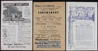1947/48 Wellington Town v Shrewsbury Town FA Cup football programme 15 November 1947 at Bucks Head