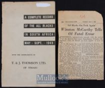 Rare 1949 NZ All Blacks Complete Record of the 1949 tour to South Africa Booklet: With a little wear