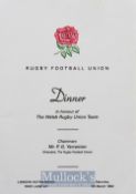 1992 England v Wales Signed Rugby Dinner Guest List: Clean, detailed list which has also been signed