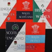 1956 Five Nations Nearly a Nap Hand Rugby Programmes (5): Only a French home example missing from