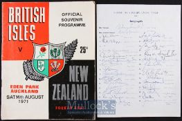 Victorious 1971 British & Irish Lions Rugby Autographs and Programme (2): Lacking only Gordon Brown,