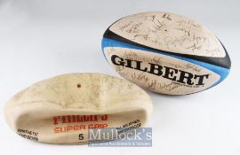 Signed Rugby Balls (2): Semi-inflated and non-inflated, a Gilbert Murrayfield Size 5 ball