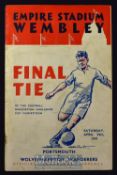 1939 FA Cup final match programme Portsmouth v Wolverhampton Wanderers 29 April 1939. Staple rust,
