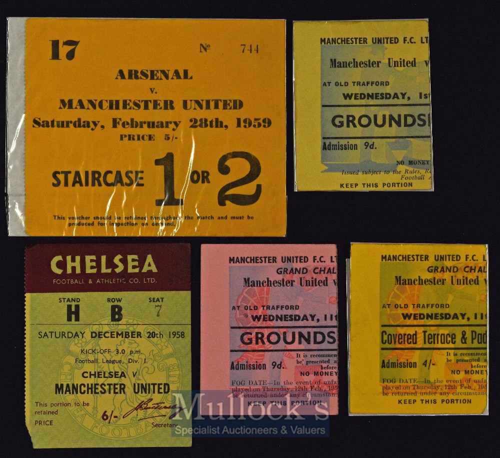 1958/59 Manchester Utd match tickets to include homes v Young Boys Berne x 2 different, v Wiener