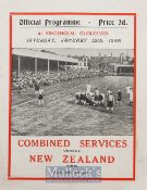 1946 NZEF ‘Kiwis’ Tour Rugby Programme: Clean bright 4pp card with usual pictorial cover for the
