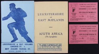 1953/1960 Leicestershire/East Midlands v New Zealand & South Africa Rugby Programmes & Tickets (