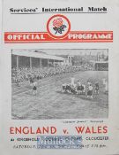 Services Wartime Rugby International Programme 1944: England v Wales at Gloucester, English win in