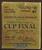 1945 Football League (South) Cup Final match ticket. Good.