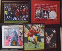 Framed colour photographs to include Eric Cantona being red carded at Palace, Ryan Giggs turning