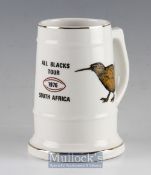 1976 South Africa v New Zealand All Blacks Commemorative Rugby Tankard: Attractive 5.5” tall white