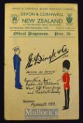 Very rare 1935 Devon and Cornwall v New Zealand Rugby Programme: In quite good condition with