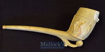1894 Vintage clay pipe depicting football players kicking the ball - with a football boot/ ball
