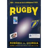 Scarce 2000 Rugby programme, Romania v Georgia: In very good order, colourful 4pp issue from
